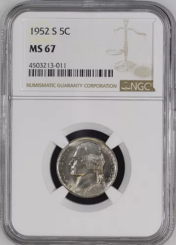 1952-S 5C Jefferson Nickel NGC MS67        4503213-011