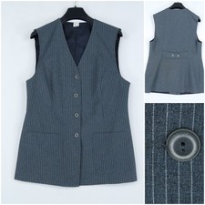 Womens Waistcoat Medium Size US 8 EU 38 Grey Striped Formal Dress Vest