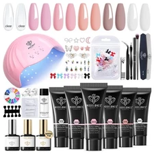 Modelones Poly Nail Gel Kit - 6 Colors with 48W Nail Lamp Slip Solution