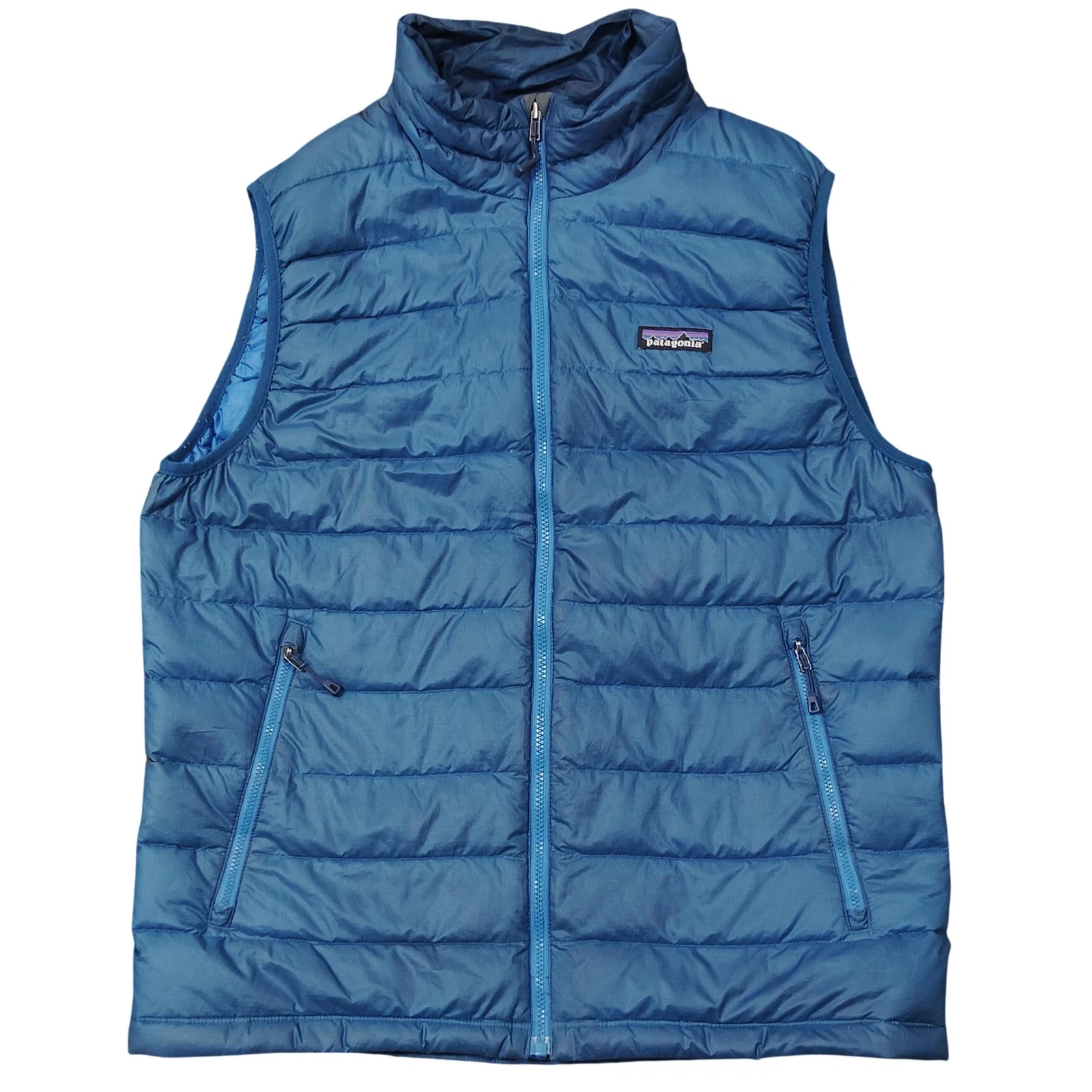 Patagonia Vest Mens Medium Blue Down Puffer Full Zip Hiking Outdoor FLAW
Opens in a new window or ta
