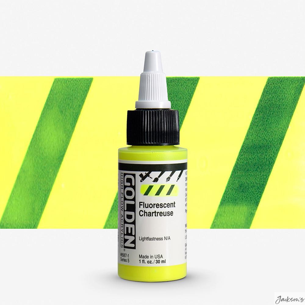 Golden High Flow Acrylic Paint 30ml Fluorescent Chartreuse For Airbrush Art