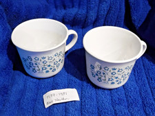 Set of 2 Vintage Corning Ware / Corelle Blue Heather Mugs Cups - EUC