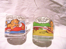 Vintage pair of McDonalds Mugs Glass Garfield Odie Cartoons Made In USA New