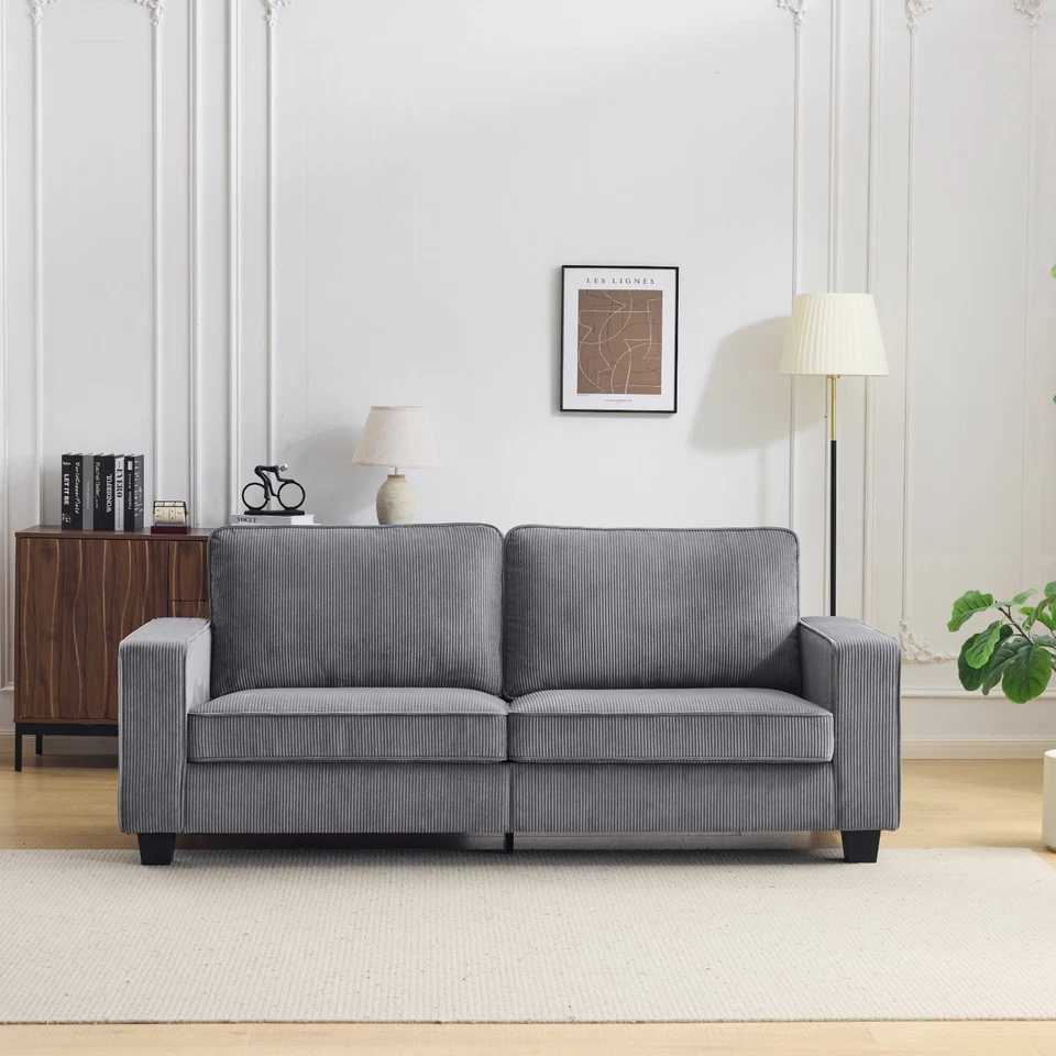 Comforro METRO DUO Modern Corduroy 3 Seater Sofa, Charcoal Grey - image 2 of 4