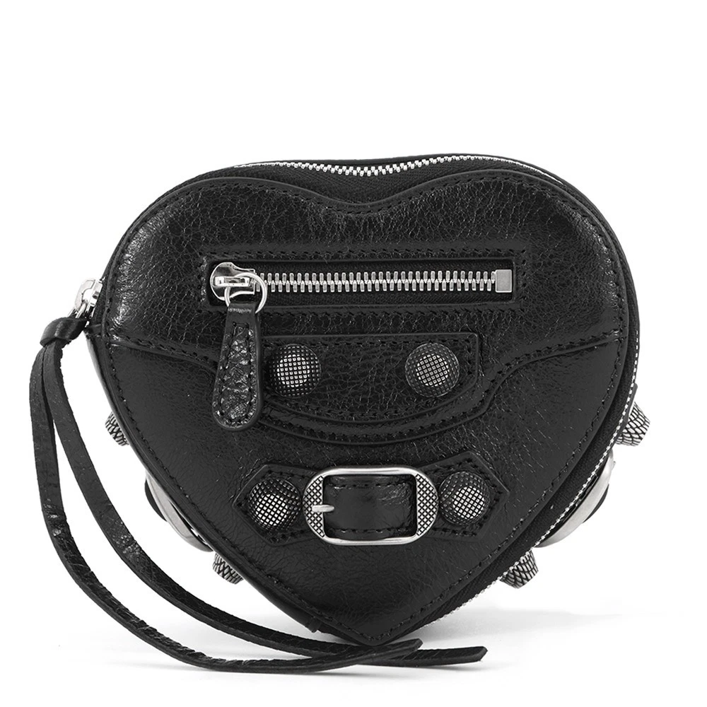 Balenciaga — BALENCIAGA Lucagol Heart Pouch Leather Black 7716741VG9Y1000
