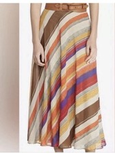 Vintage LAUREN Ralph Lauren Striped Flowy Lined Fiesta Skirt 8 Midi Like Silk