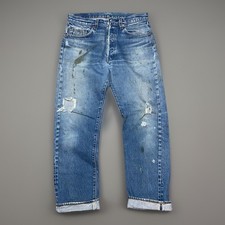 Vintage Levi's 501 Redline Selvedge 32x29 - 524 Button Made in USA 80s Thrashed