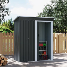 5 x 3ft Garden Shed Galvanised Metal Shed Outdoor Storage Tool Small House Grey