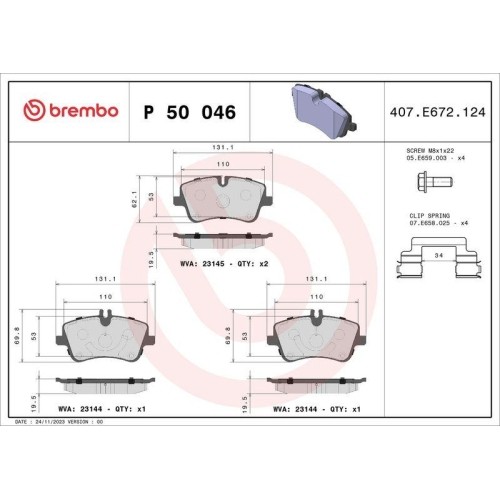 Plaquettes de frein Brembo P50046 réduction de bruit et friction stable