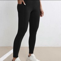 Women's High-Waist Gym Leggings with Double Pocket for Fitness and Yoga