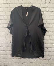 Victoria's Secret Black Satin Kimono Robe One Size MSRP 58 NEW