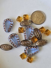 Czech Glass Golden Blue Bead Mix D8