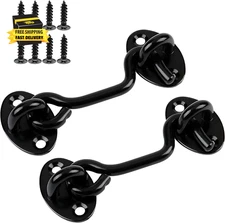 2 Pack 6'' Door Latch Door Lock Hardware, 6'' Hook and Eye Gate Latch Easy Lock 