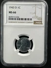 1943-D 1C  Lincoln Wheat One Cent NGC MS66   8699719-034