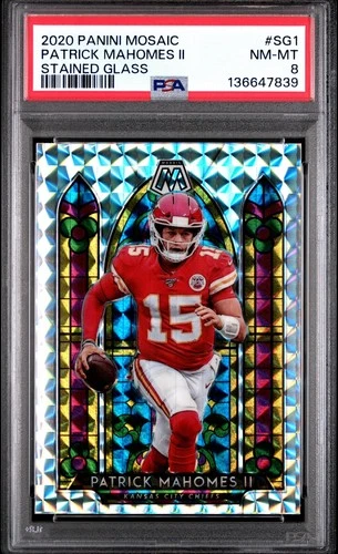 2020 Panini Mosaic Football Patrick Mahomes Stained Glass SSP PSA 8