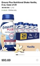 24 pack &mdash;Ensure Plus Protein Meal Replacement Shake Vanilla 8 fl oz/ 24 bottles