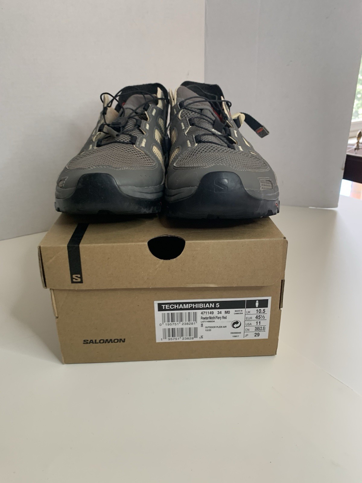 Salomon Techamphibian 5 Peltro Falena Rosso Fuoco L47114900 Uomo Taglia 11 Ottimo