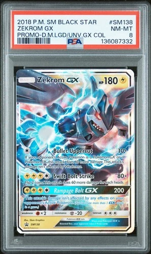 2018 POKEMON SM BLACK STAR PROMO #SM138 ZEKROM GX PSA 8