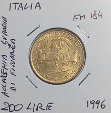 Italia 200 lire, 1996 100° ann - Accademia della Guardia di Finanza - KM 184