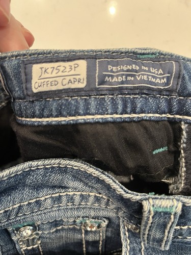 Miss Me Jeans Capri Blue Denim Girls Size 12 (25” Waist) Embellished Pockets - Picture 10 of 14