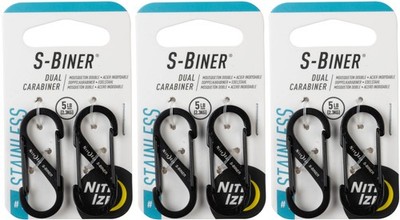 Nite Ize 2-Pack S-Biner Stainless Steel Dual Carabiner #1 - Black (3-Pack)