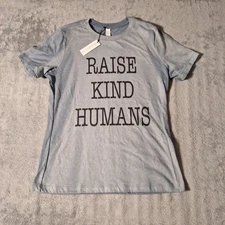 Women's Raise Kind Humans Splendid Iris T-Shirt Size Small Blue Cotton Blend 