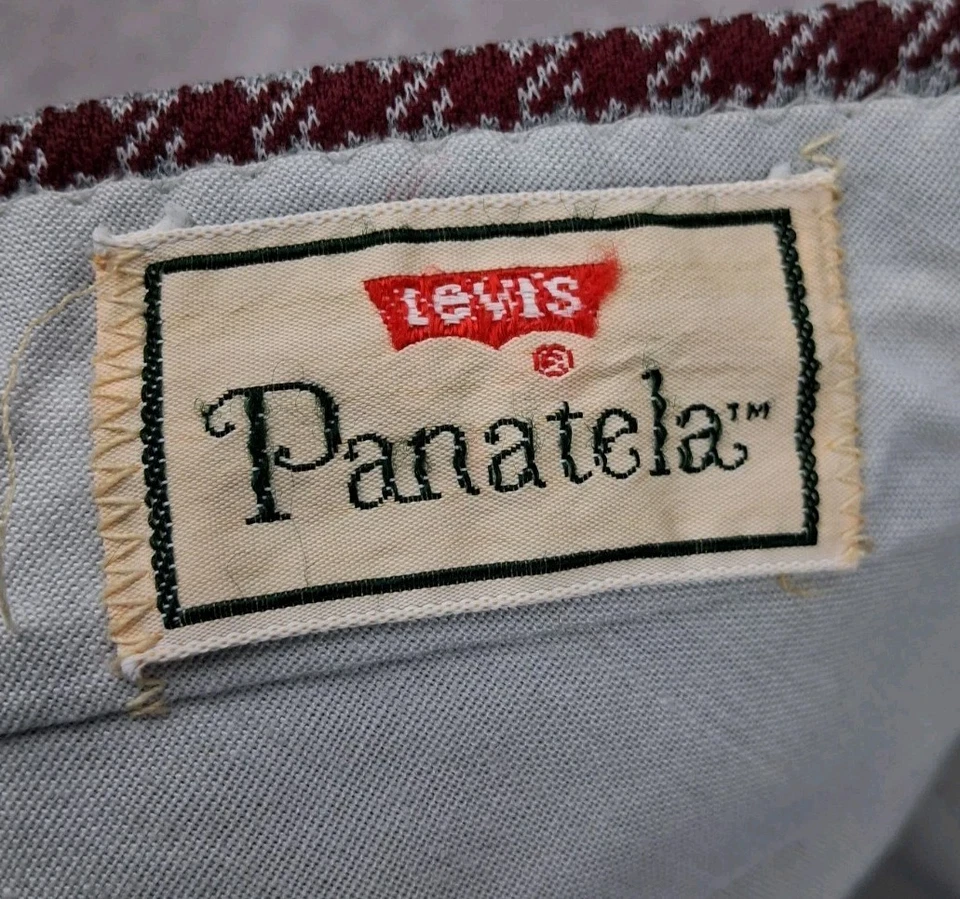 Vintage Levis Panatela Pants 34x30 Fit Red Houndstooth Flare Leg Bell Disco 70s - Image 2 of 4