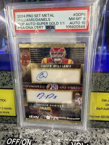 2024 Pro Set Metal Caleb Williams Jayden Daniels Dual Sig Gold 1/1 PSA 8 Auto 10