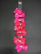 Girls Medium Size Bow Lot Of 8 Clip Ons Pink Red Heart