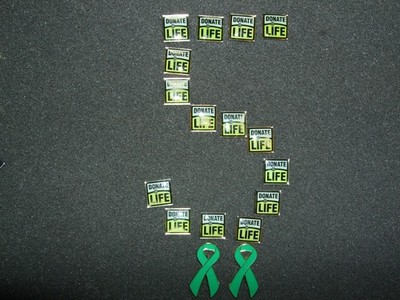 5 Donate Life Pins for Organ, Eye and Tissue Donation + 2 Free Green Ribbons