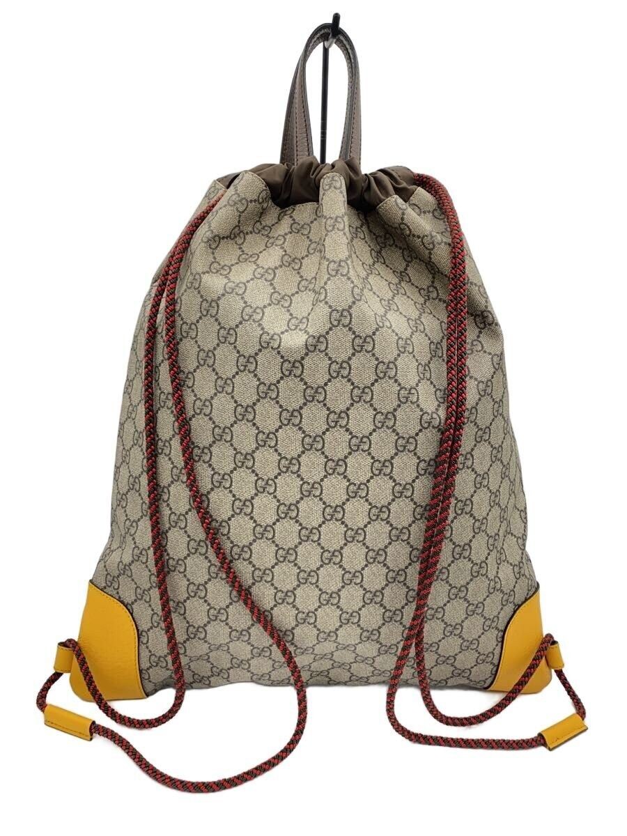 GUCCI Backpack Drawstring GG Supreme PVC BEG Used - image 3