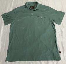 Howler Brothers Ranchero Polo Mens Shirt Green Sz L Pearl Snap Western FLAWS