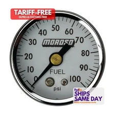Moroso 65374, One Fuel Pressure Gauge - 0-100Psi High Performance & Racing Parts