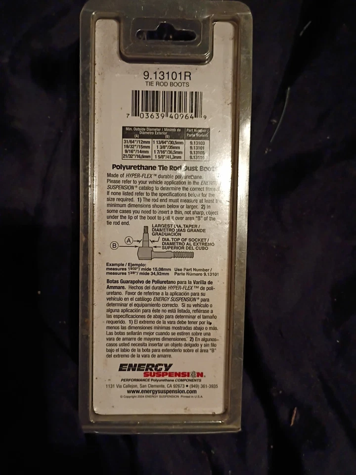 Botas antipolvo Energy Suspension 9.13101R Tie Rod, ROJAS, Hechas en EE. UU. Poliuretano Foto 2 de 2