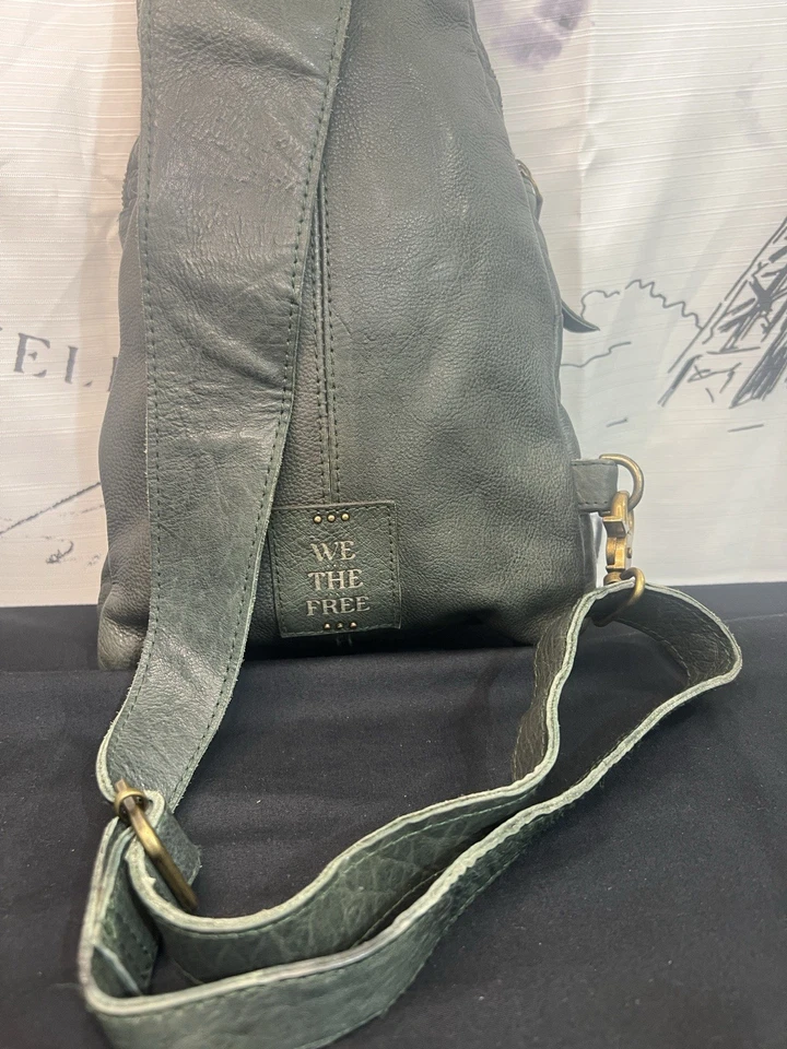We The Free Dark Green Medium Size Leather Bag/Sling/Purse/Backpack - Image 3 of 4