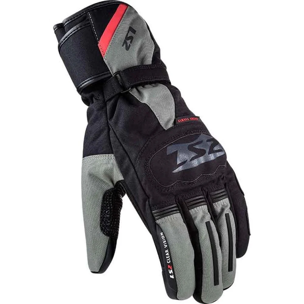 LS2 Snow Motorcycle Motorbike Textile Gloves Black / Grey