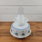 Vintage Quoizel Abigail Adams Milk Glass Blue Floral, Ruffled Edge Shade, 6" H