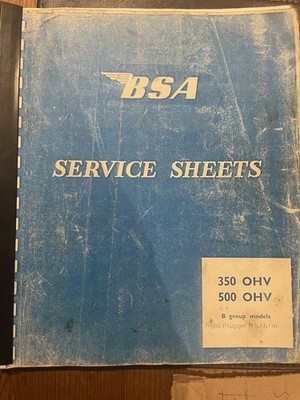 Bsa Service Sheets 350 500 OHV B Group C Group Even Bantam And Goldstar Info