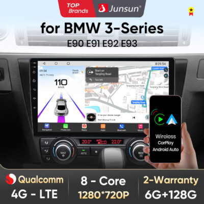 9'' Autoradio Android 13 GPS NAVI Carplay Für BMW 3er E90 E91 E92 318i 320d 6+128