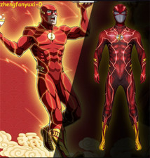 Movie The Flash Cosplay Costume Men Bodysuit Barry Allen Jumpsuit W/ Mask Outfit