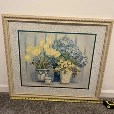 Large Framed Floral Print 29” x 24 3/4” By Barbara Mock