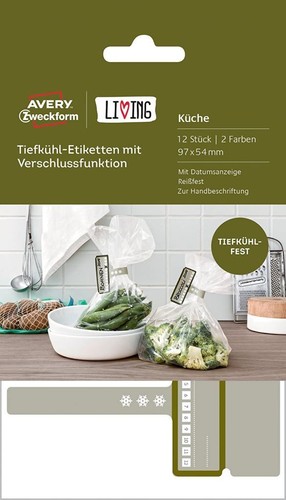 Avery 12 Tiefkühl-etiketten Autocollant Gefrier-Etiketten Etiquettes Date - Photo 2/6