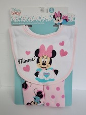 Minnie Mouse Baby Bibs Burp Cloths Shower Gift Pink Hearts Polka Dots Disney