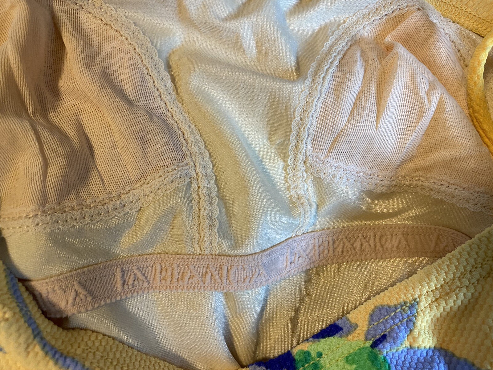 Vintage La Blanca One Piece High Cut Bandeau Swimsuit… Gem