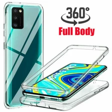 For Samsung S21+ S22 Ultra S20 FE 360° Full Body Transparent TPU+PC Cover Case