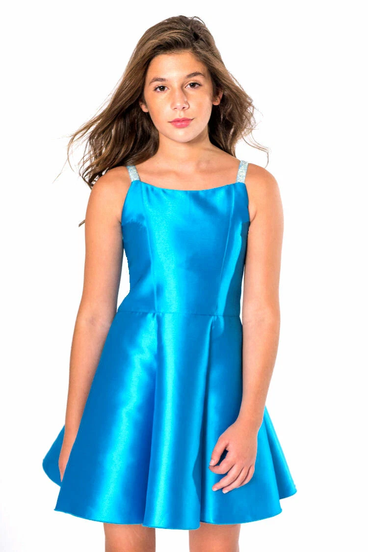 Zoe | Blue Dress Crystal-Strap NEW Sateen Tween 14 Gorgeous eBay Occasion Ltd 12 Dance