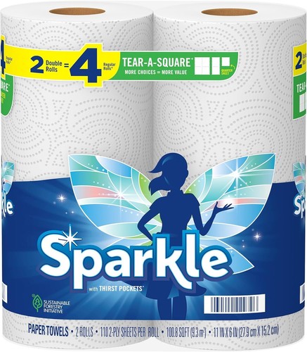 Paper Towels, 2 Double Rolls = 4 Regular Rolls, Custom Sheet Size Paper Towel