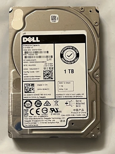 Compatible Dell 1TB SAS 12G 7.2K SFF 512n HDD Seagate ST1000NX0473 0D4N7V NEW - Picture 1 of 3
