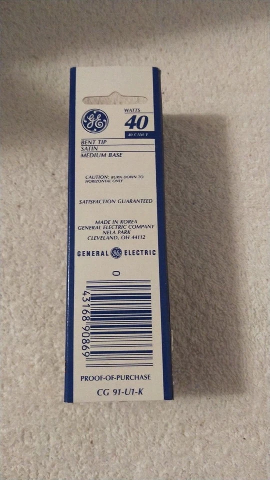 GE Bulb 40 CAM F 40W/120V Chandelier Flame Bent Tip Fristed CS/12 - Image 4 of 4