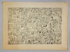 Yvette Losange Original Pen and Ink Abstract Art Drawing Signed #4